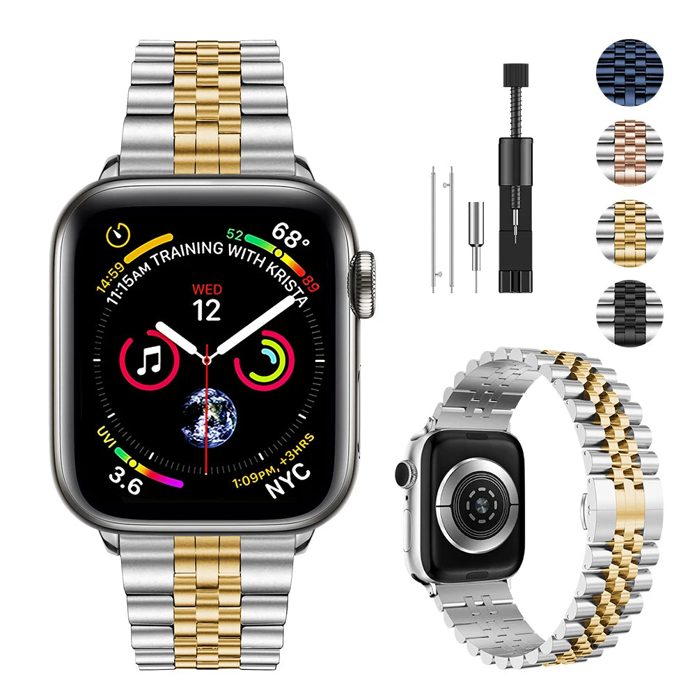 Metallband für Apple Watch 49mm, 45mm, 44mm, 42mm, 41mm, 40mm | Premium Edelstahl Armband für iWatch 10/9/8/7/6/5/4/3/2/1 & Ultra 2/1, SE: 2024, 2023, 2022, 2021, 2020, 2019, 2018, 2017, 2016 | Top-Qualität Gürtel