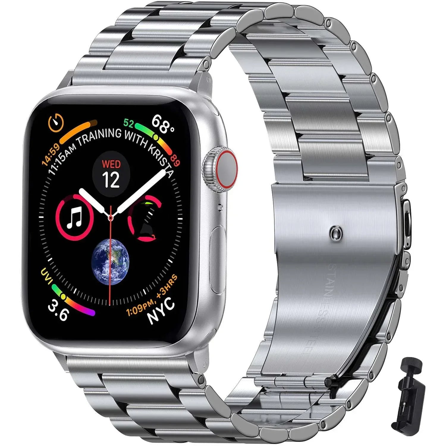 Metallband für Apple Watch 49mm, 45mm, 44mm, 42mm, 41mm, 40mm | Premium Edelstahl Armband für iWatch 10/9/8/7/6/5/4/3/2/1 & Ultra 2/1, SE: 2024, 2023, 2022, 2021, 2020, 2019, 2018, 2017, 2016 | Top-Qualität Gürtel