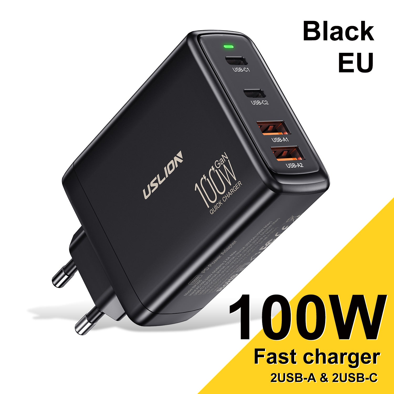 Premium 65 W Gan Ladegerät Desktop Schnellladestation | 4-in-1 Laptop & Handy Adapter für Smartphones, Apple iPhone, Samsung, iOS & Android Xiaomi,- Schnellladen