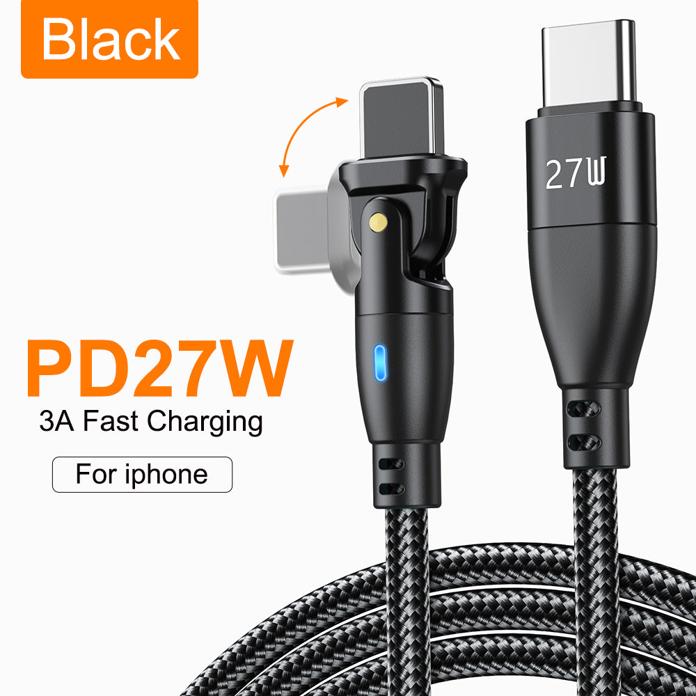 High Durability & Premium 3A Fast Charging Cable Type C for Samsung, 180 Rotation Apple iPhone Cable, Micro USB Charger Data Cable for Smartphones, Apple iPhone, Samsung, iOS & Android