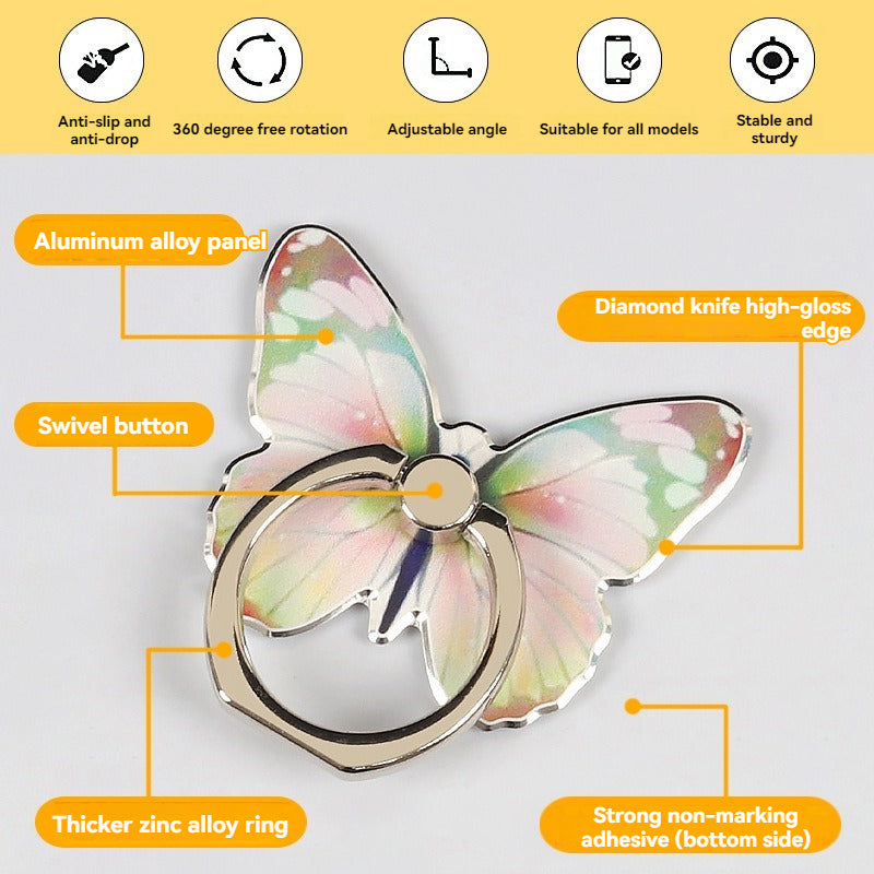 Premium Phone Stand Ring Buckle, Butterfly Cartoon, Cute & Creative: MagSafe Compatible for Smartphones, Apple iPhone, Samsung, iOS & Android | Wholesale Ring Buckle Phone Stands