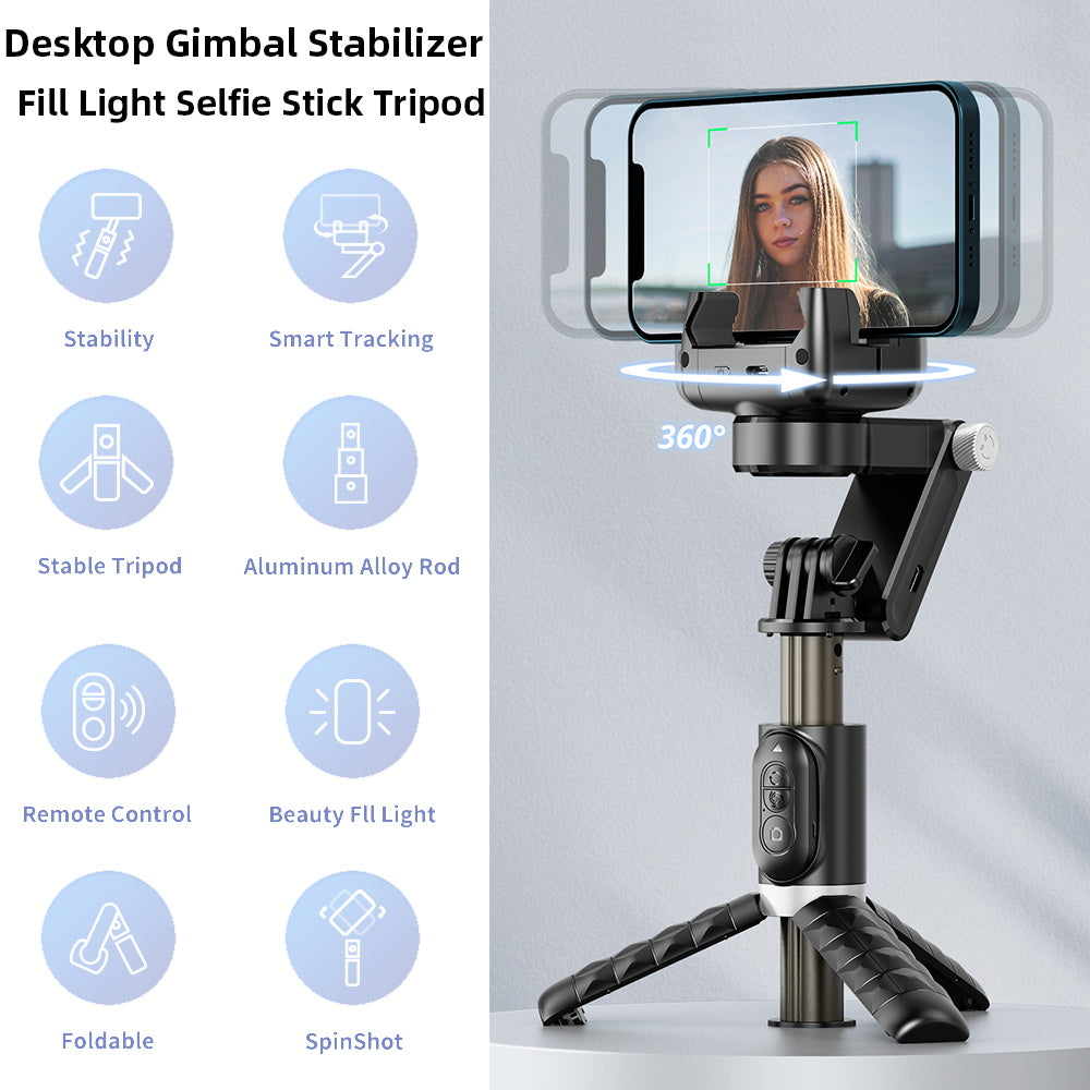 360° Dreh-Gimbal Stabilisator, Selfie Stick & Stativ: Hochwertiges Zubehör für Apple iPhone 16/15/14/13/12/11 Pro Max/Plus/Mini, Android, Samsung Smartphones, Apple iPhone, Samsung, iOS & Android | Live-Fotografie