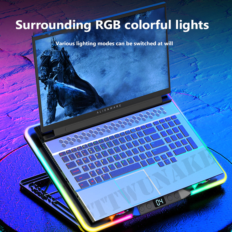 Premium RGB Gaming Laptop-Ständer: Notebook-Kühler mit 6 Lüftern 2600 RPM für Macbook MacBook Air/Pro/M3/M2/M1: 16,14,13-inch | 2024/2023/2022/2020 Series | Kompatibel mit MacBook, Laptop, Notebook - Optimierte Luftkühlung & Stilvolles Design