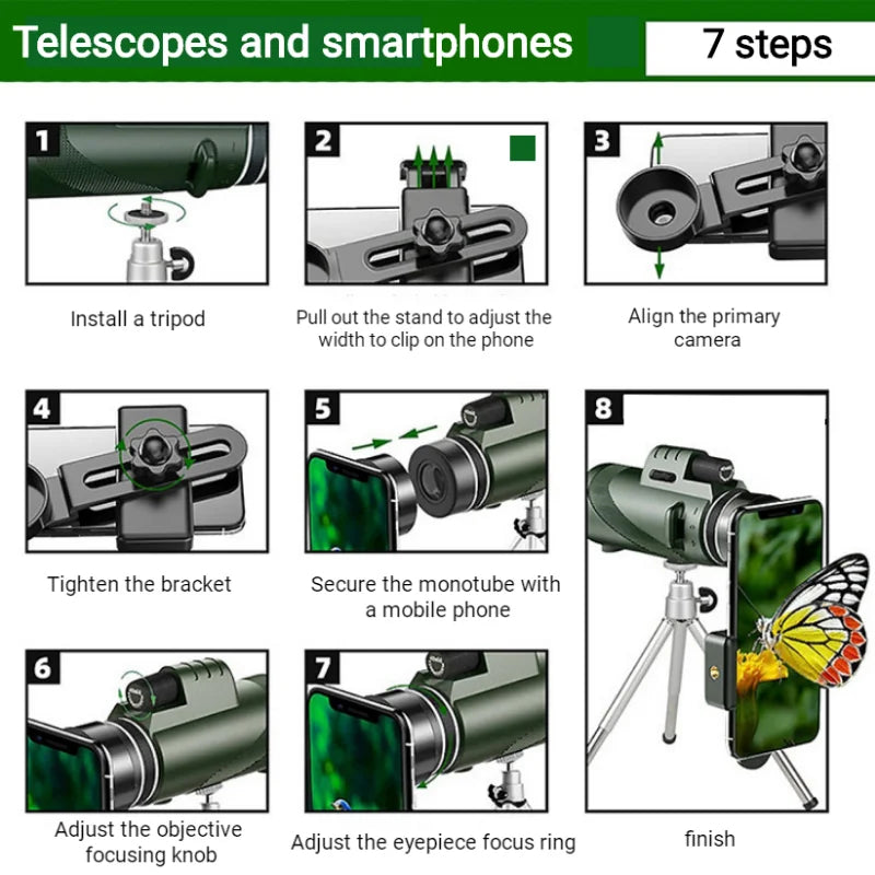 Hochwertiges tragbares Zoom HD 5000m Teleskop, klappbar, für Langstrecken | Professionelles Mini-Teleskop, leistungsstark: Jagd, Sport, Outdoor, Camping, Reisen | Smartphones, Apple iPhone, Samsung, iOS &amp; Android