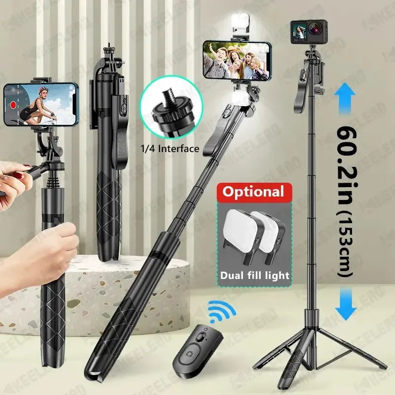 Premium Kabelloser Selfie-Stick & Stativ-Stand: Für Apple iPhone 16/15/14/13/12/11 Pro Max/Plus/Mini,GoPro | Kameras, Smartphones, Apple iPhone, Samsung, iOS & Android - Stabiles Live-Shooting | Limitierte Auflage