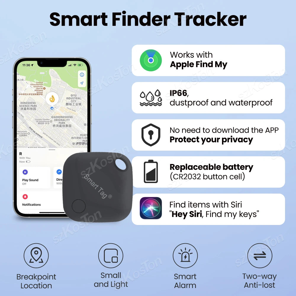 Premium GPS-Tracker für Kinder, Haustiere, Wallet, Portemonnaie & Schlüssel: Smart Air Tag, Mini-Bluetooth | Verlorene Gegenstände für Apple iOS finden