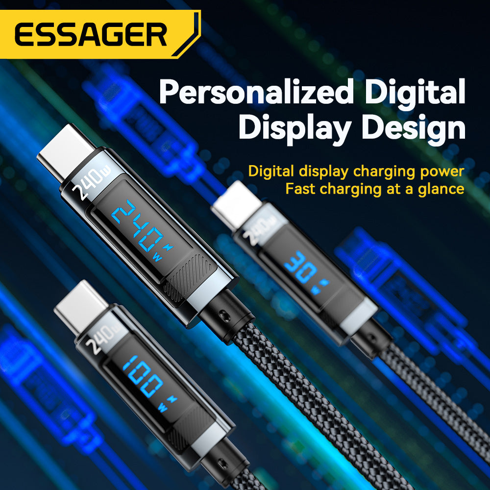 Premium Essager USB Typ C zu USB C Kabel 100W/5A PD Schnelllade-Ladegerät Draht für Smartphones, Apple iPhone, Samsung, iOS & Android MacBook Xiaomi 2M Typ-C USBC Kabel