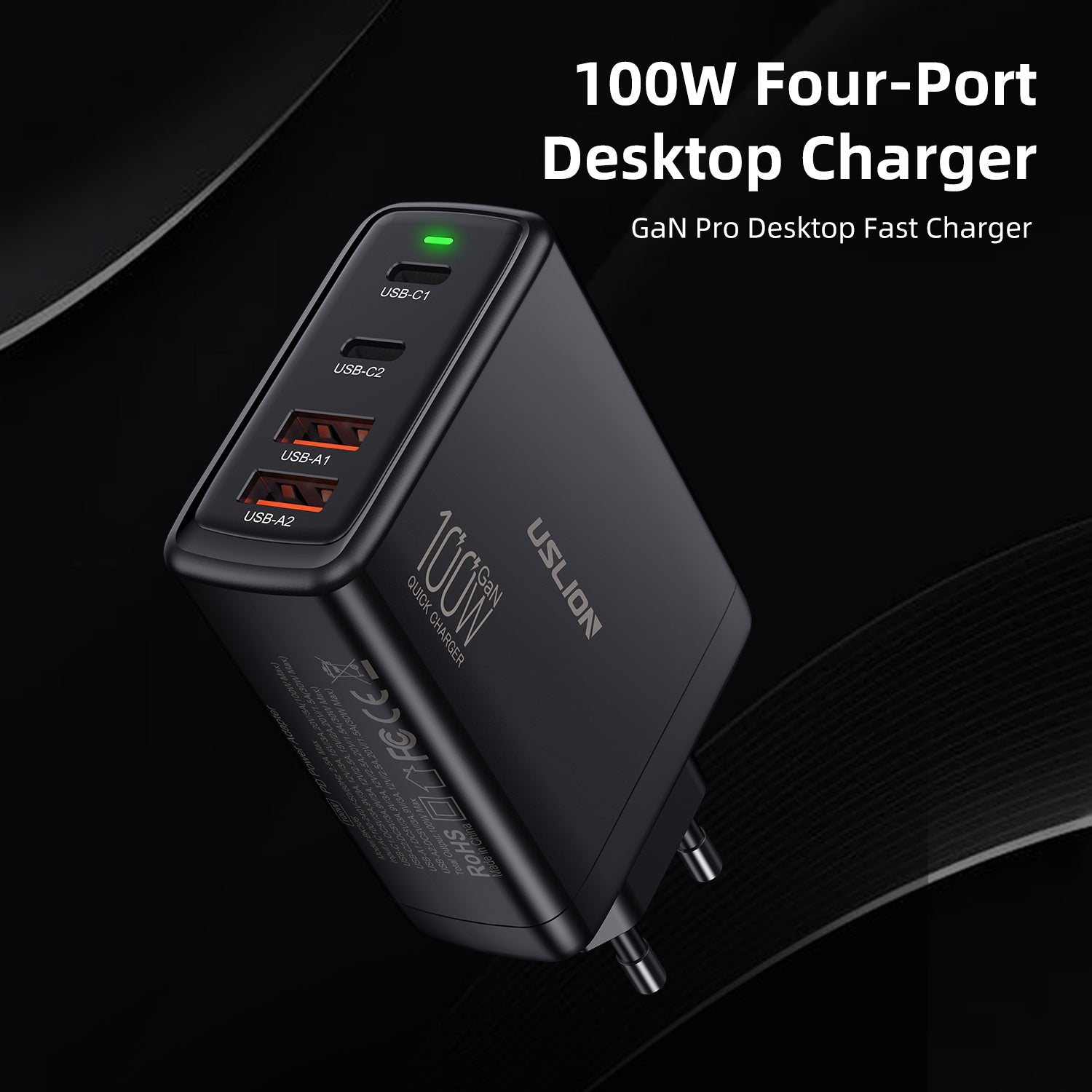 Premium 65 W Gan Ladegerät Desktop Schnellladestation | 4-in-1 Laptop & Handy Adapter für Smartphones, Apple iPhone, Samsung, iOS & Android Xiaomi,- Schnellladen