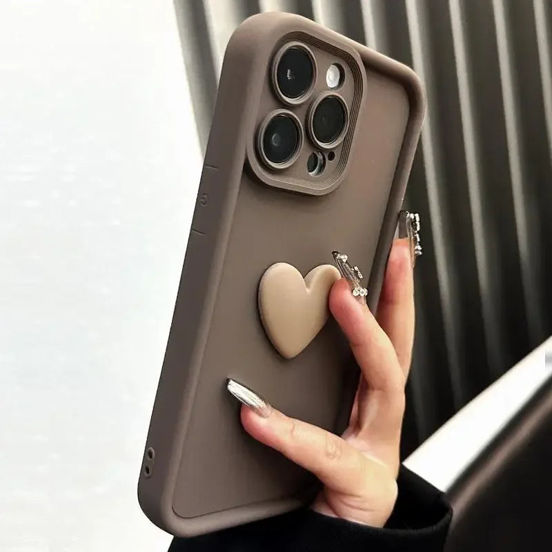 High-Quality Cute 3D Love Heart Design Silicone iPhone Case | MagSafe Case with Camera Lens Protector for Apple iPhone 16/15/14/13/12 Pro Max Plus Mini Cover | Heavy Duty, Bumper Cover Phone Case | Silicone Soft Cover Protective Case