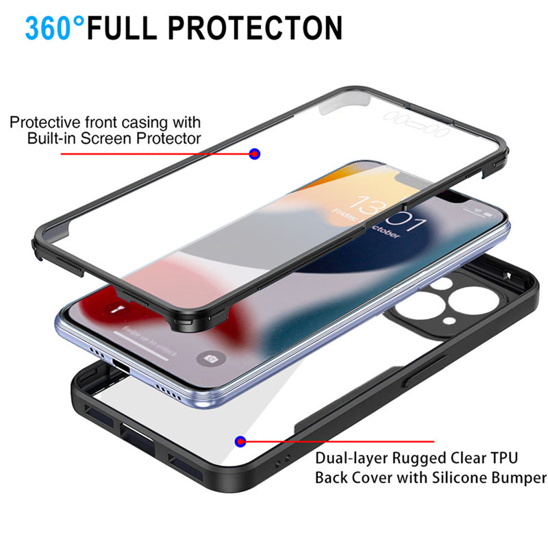 Hochwertige Transparente 360 Grad Silikon-Schutz iPhone Hülle mit MagSafe | Rundumschutz und Kameralinsenschutz für Apple iPhone 16/15/14/13/12 Pro Max, Plus, Mini Cover | Panzertasche und Stoßstangenabdeckung | Hochwertige Handyhülle