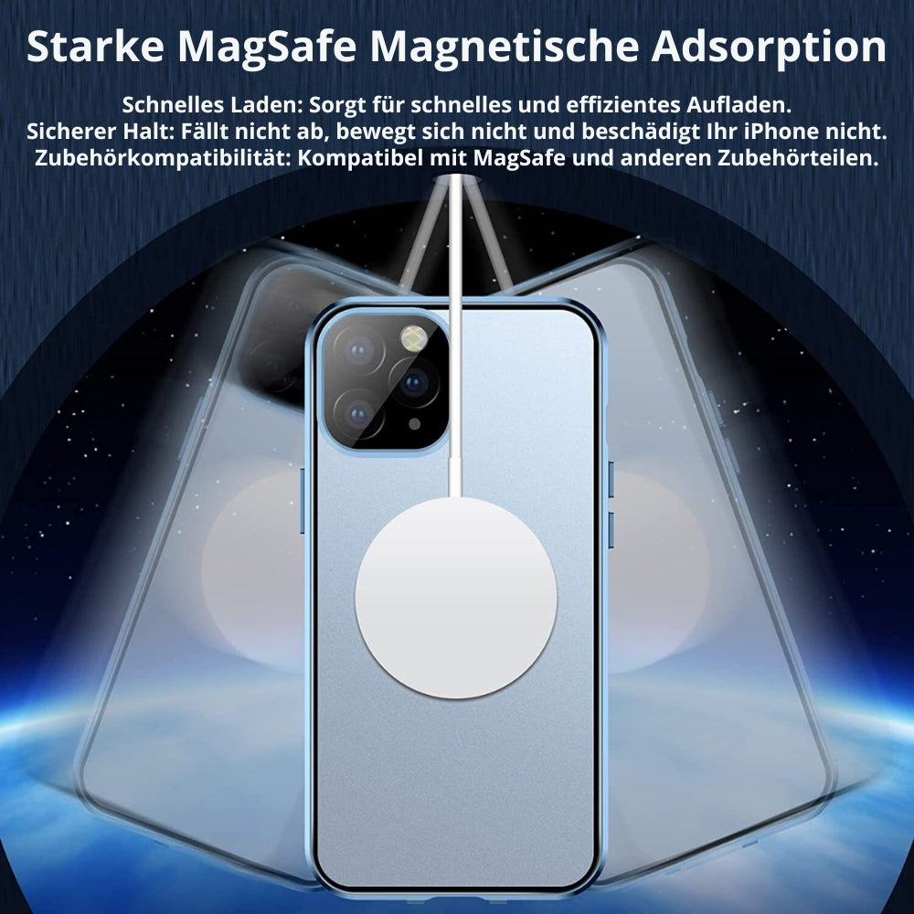 Magnetischer Glas-Metallrahmen Apple iPhone Hülle | Magsafe-kompatibel, 360° Vollschutz, Aluminiumlegierung, Transparente Glasschutzabdeckung mit Kameraschutz - Phone Heaven Zone