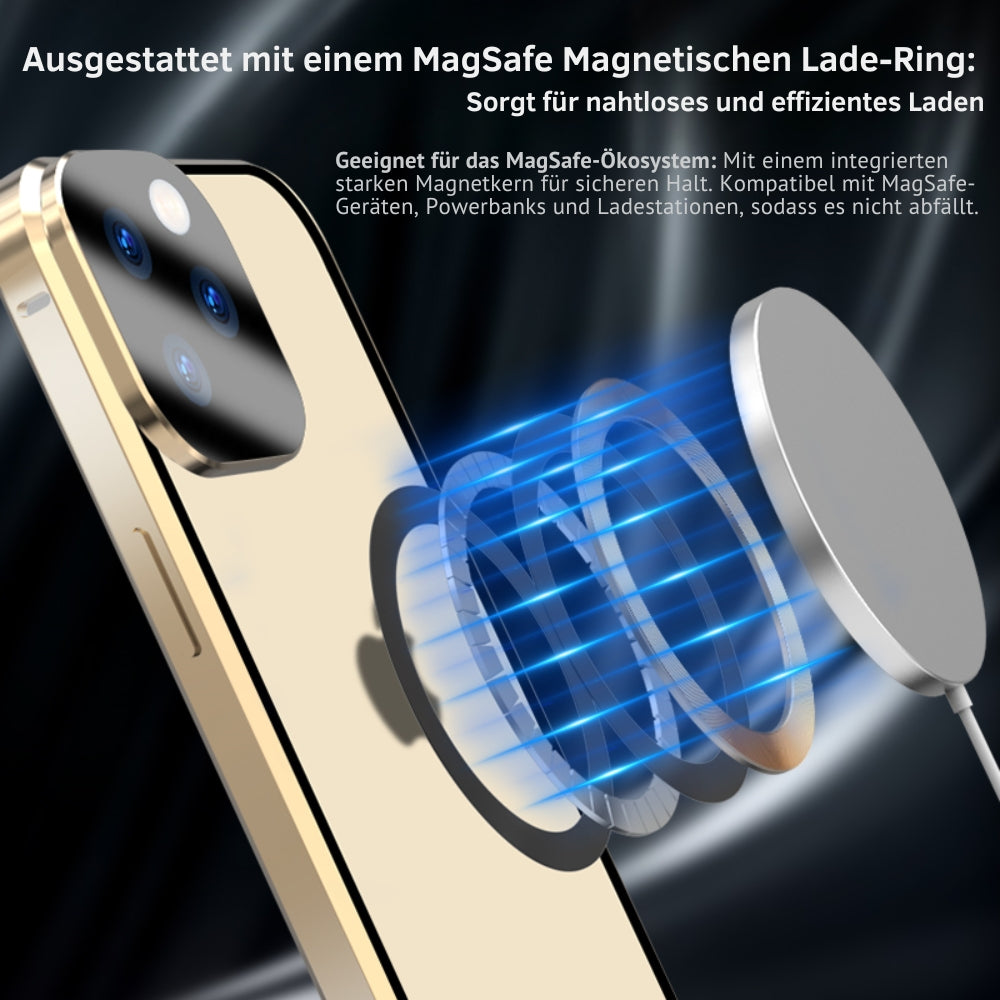 Magnetischer Glas-Metallrahmen Apple iPhone Hülle | Magsafe-kompatibel, 360° Vollschutz, Aluminiumlegierung, Transparente Glasschutzabdeckung mit Kameraschutz - Phone Heaven Zone