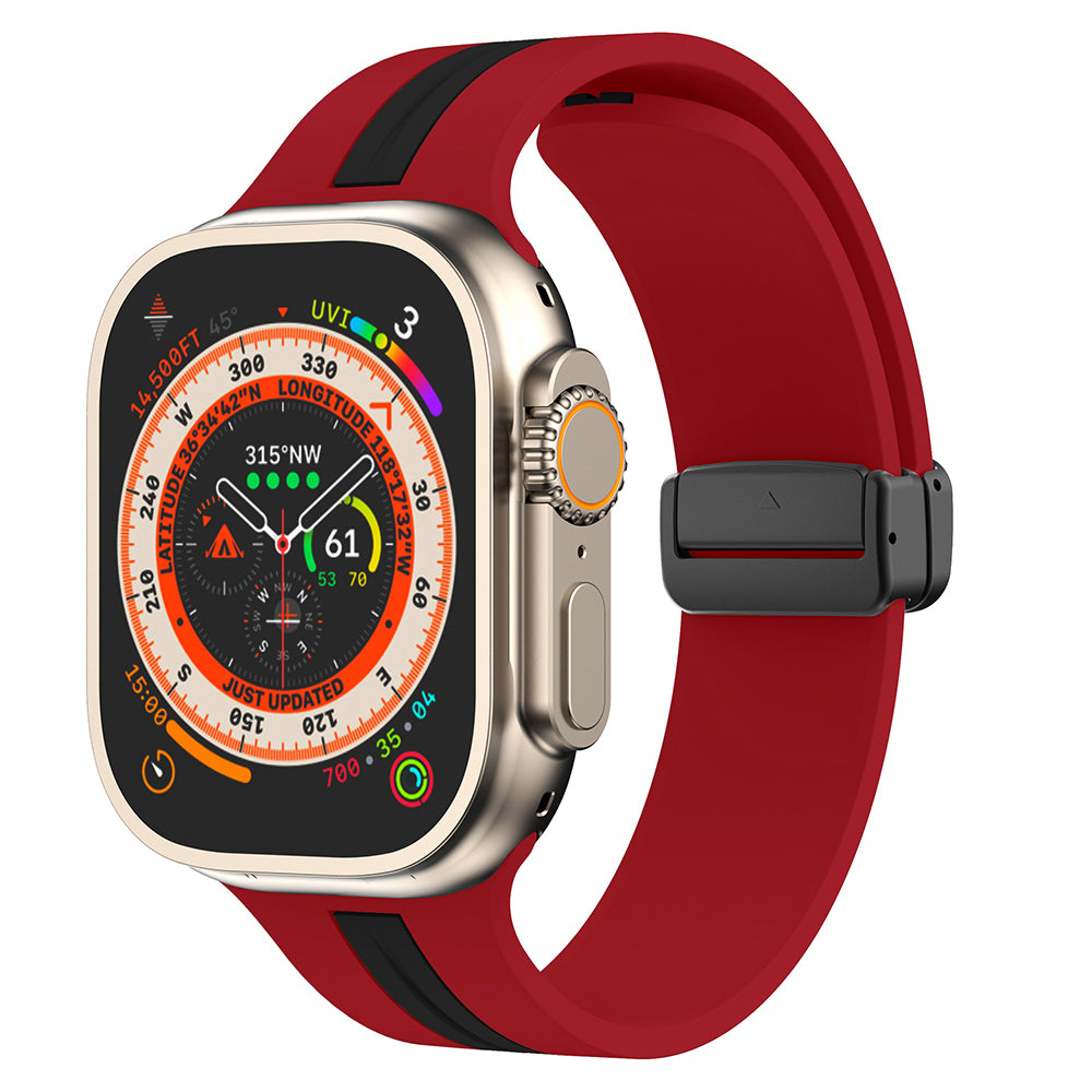 Premium Silikon Magnetarmband für Apple Watch Serie 9/8/7/SE/6/5/3/Ultra/2: 38mm, 40mm, 41mm, 42mm, 44mm, 45mm, 49mm