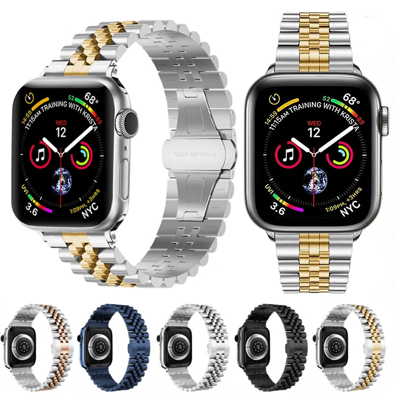 Metallband für Apple Watch 49mm, 45mm, 44mm, 42mm, 41mm, 40mm | Premium Edelstahl Armband für iWatch 10/9/8/7/6/5/4/3/2/1 & Ultra 2/1, SE: 2024, 2023, 2022, 2021, 2020, 2019, 2018, 2017, 2016 | Top-Qualität Gürtel