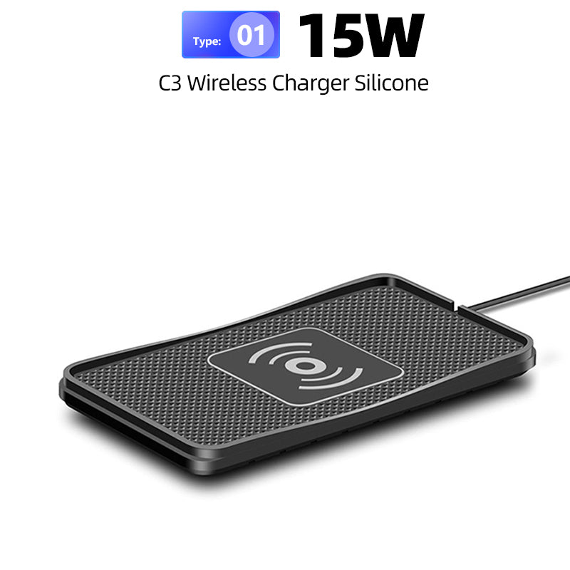 Premium 30W Kabelloses Auto Ladegerät - Silikon Anti-Rutsch-Pad Cradle Dock für Smartphones, Apple iPhone, Samsung, iOS & Android | Schnelle Auto Kabellose Ladestation