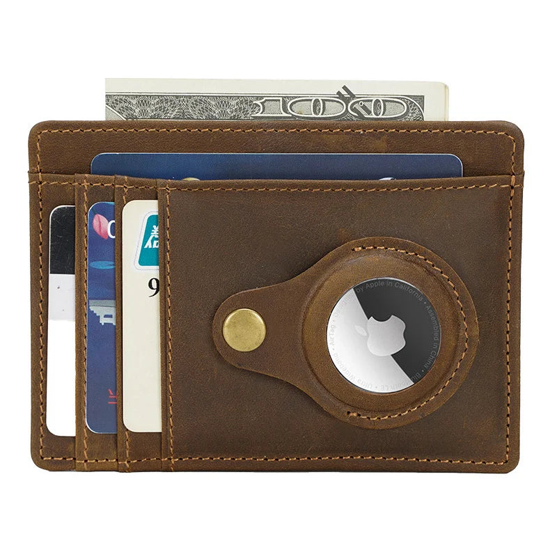 Leather Wallet Case for Apple AirTag | Multifunctional Card Holder, 1x Phone Holder, 1x E-Book with iPhone Tips, 1x 20% Discount Voucher