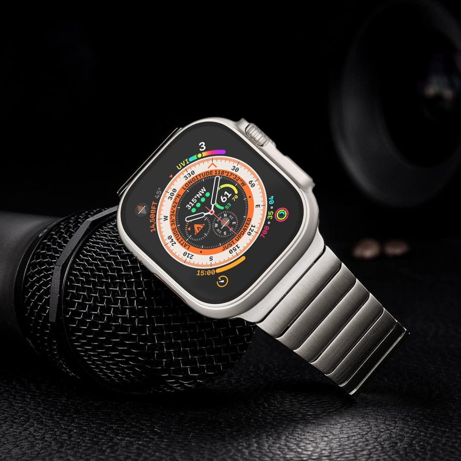 Titan Farbband für Luxury Apple Watch Serie 10/9/8/7/6/5/4/3/2/1 & Ultra 2/1, SE: 2024, 2023, 2022, 2021, 2020, 2019, 2018, 2017, 2016 | Schlaufe für iWatch 45mm 41 42 44mm 38 40mm Edelstahl-Armband in erstklassiger Qualität