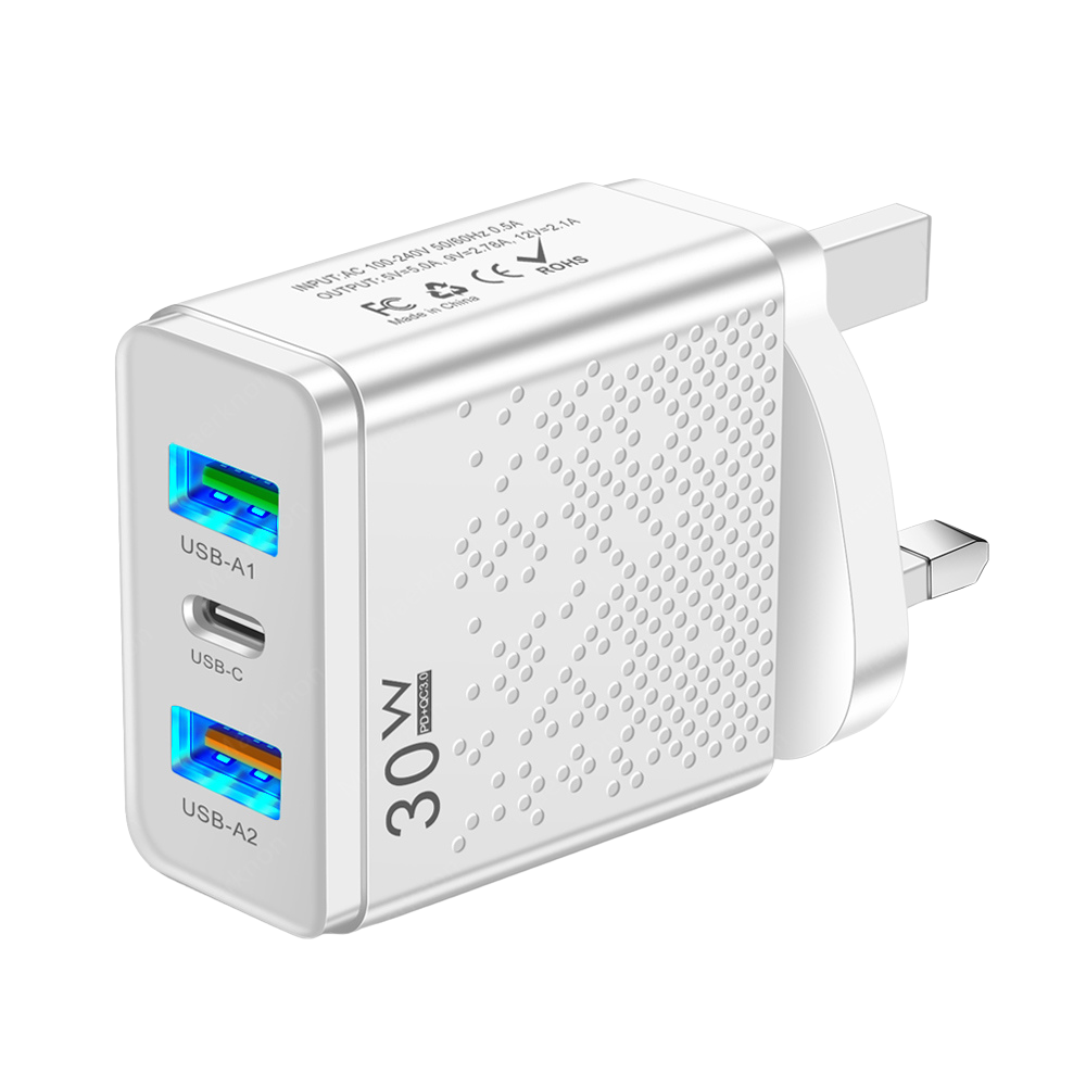 Ladegerät USB C - 60W Power Delivery Schnellladung 3.0 Type-C Netzteil für Smartphones, Apple iPhone, Samsung, iOS & Android Huawei &- Qualcomm Schnellladung mit 3 USB & 1 Type-C Anschluss