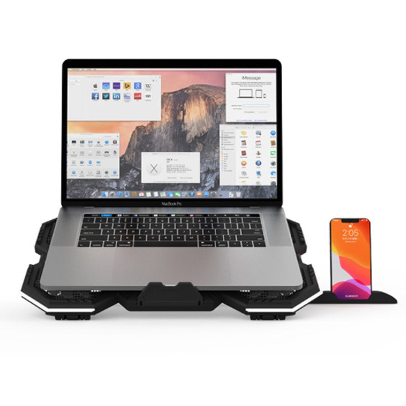 Premium Qualität Jomaa RGB Gaming Laptop Stand | Luftkühler Notebook-Halter mit 6 Lüftern | Basis geeignet für 12-17 Laptops