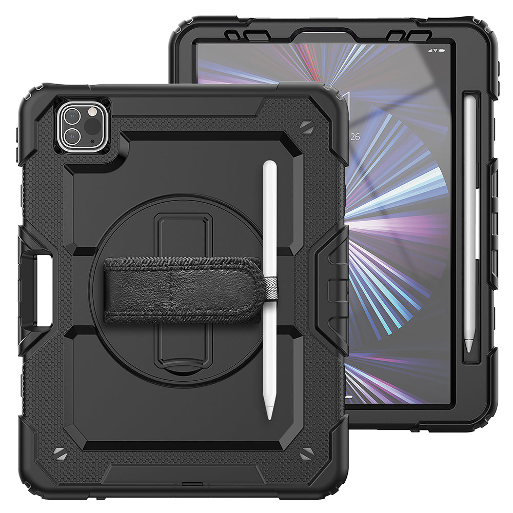Premium Case: Apple iPad Hülle mit militärischem Schutz & Handschlaufe - Robustes Gehäuse & Cover für 10,2" 9. Gen, 9,7