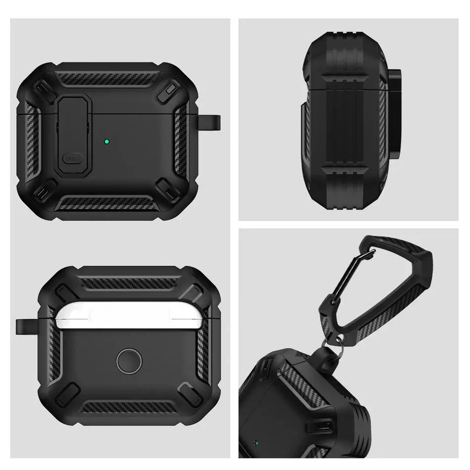 Carbon Fiber Protective Case for Apple AirPods 4/3/2/1 and Pro Series 2024/2022/2021/2019/2016 | Premium Shockproof, Dust-Resistant, Scratch-Resistant, and Waterproof AirPods Cover