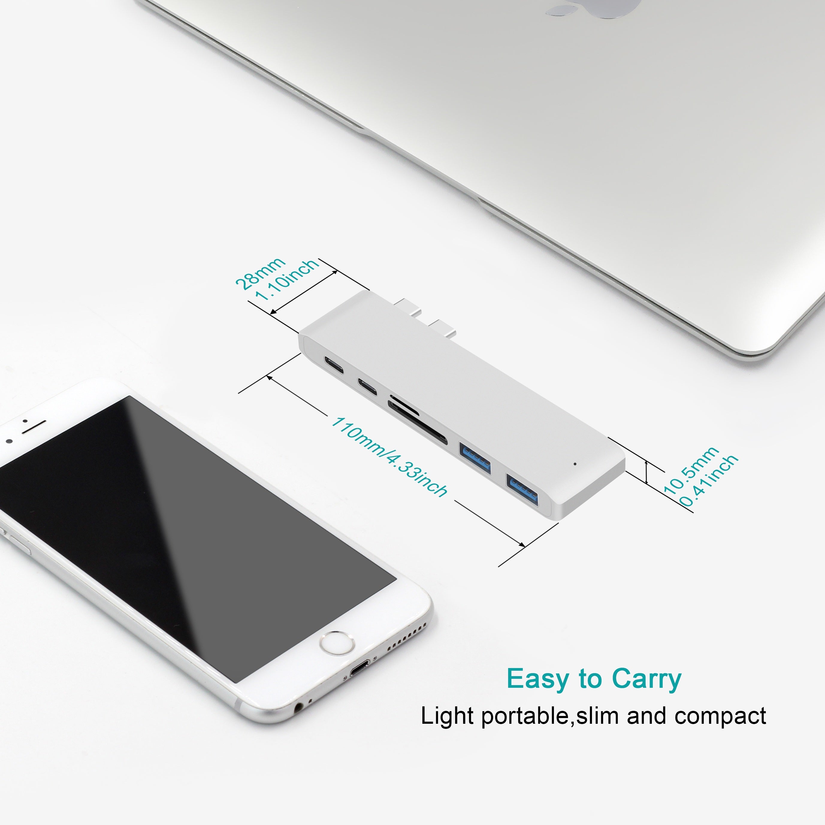 Premium USB-C Hub mit HDMI 4K Adapter & Thunderbolt 3: USB 3.1 Typ-C zu 3.0 Hub - Erweiterte Konnektivität für Macbook Air/Pro/M3/M2/M1: 16,14,13-inch | 2024/2023/2022/2020 Series  Chips