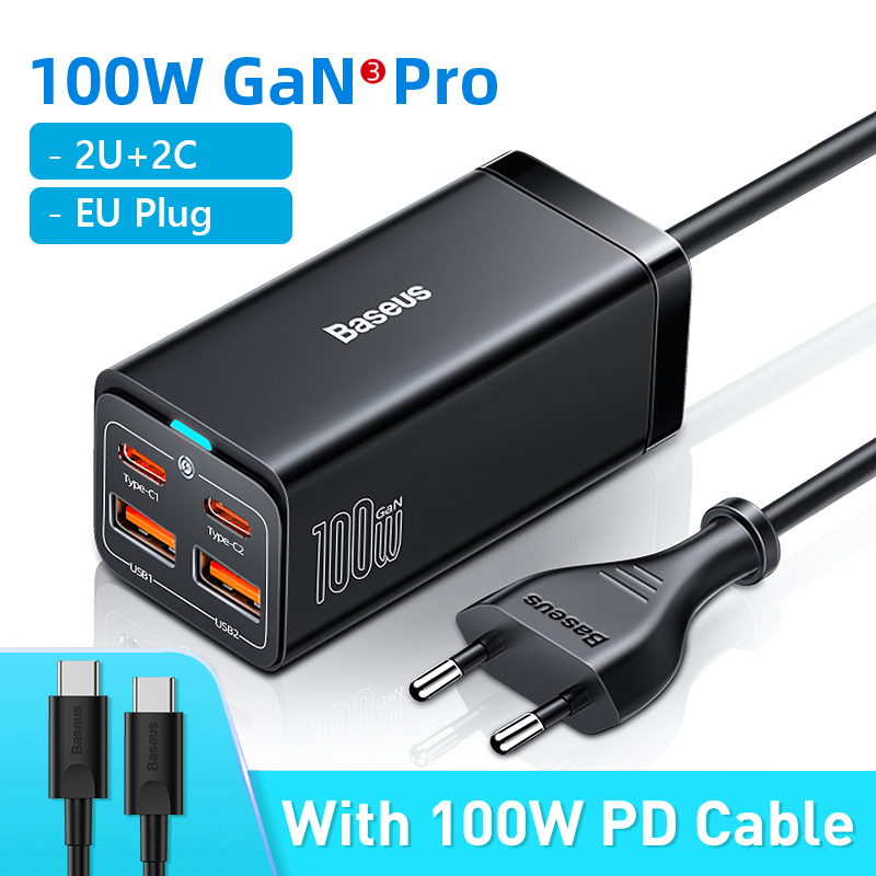 Premium 100W GaN3 Pro USB Ladegerät Desktop Ladestation - Typ C PD QC Quick Charge 4.0 3.0 Schnellladung Smartphones, Apple iPhone, Samsung, iOS & Android