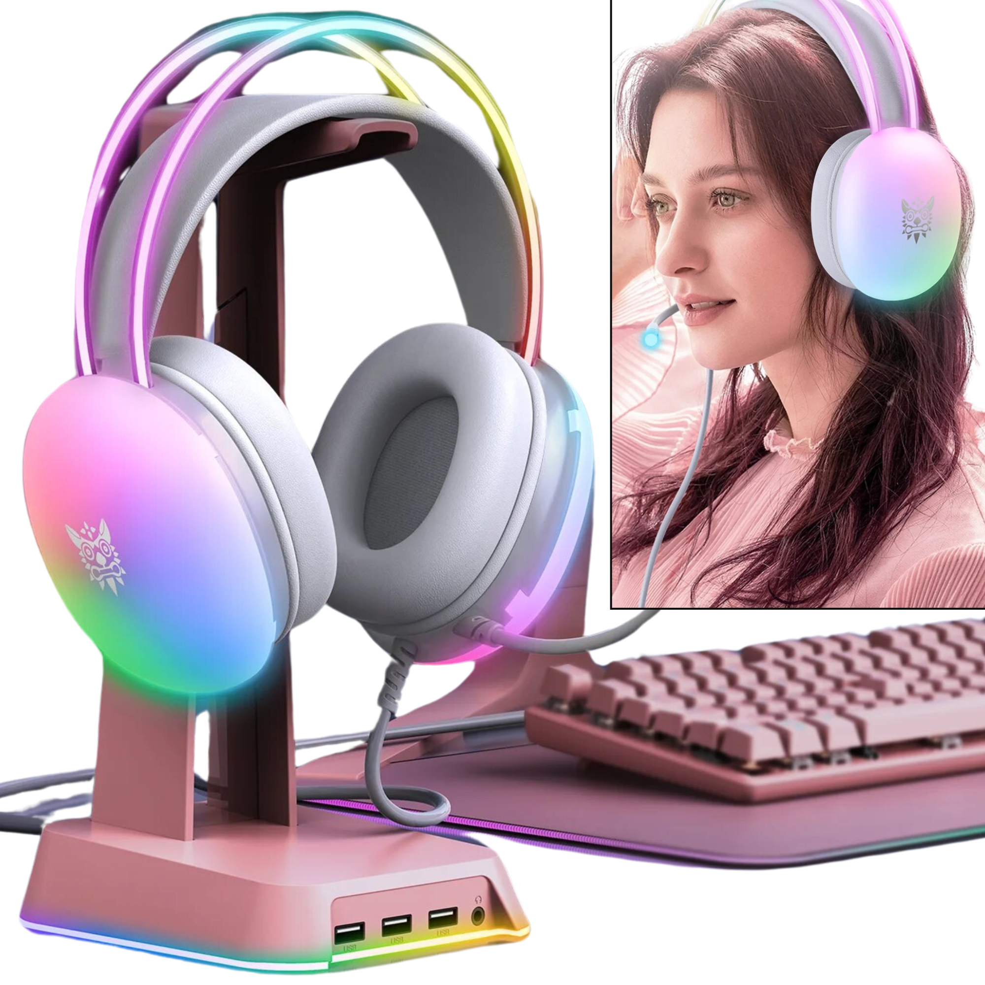 Premium Onikuma 2024 Neues Headset: Voll RGB PC Gaming Kopfhörer mit RGB-Leuchten für Gamerkollegen | Limitierte Auflage