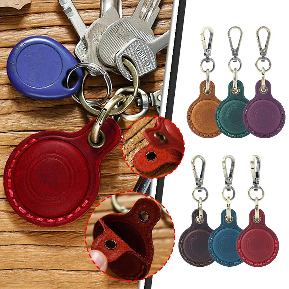 High-Quality Retro Leather Key Ring for Apple AirTag | Anti-Drop Case, Protective Cover & Tracker Locator - Apple Accessory