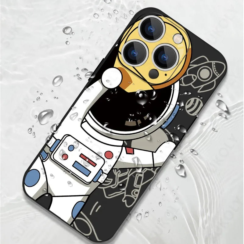 High-Quality Astronaut Lanyard iPhone Case | MagSafe Case with Camera Protector | Armor Case with Soft Silicone Bumper Cover for Apple iPhone 16/15/14/13/12 Pro Max Plus Mini Phone Case