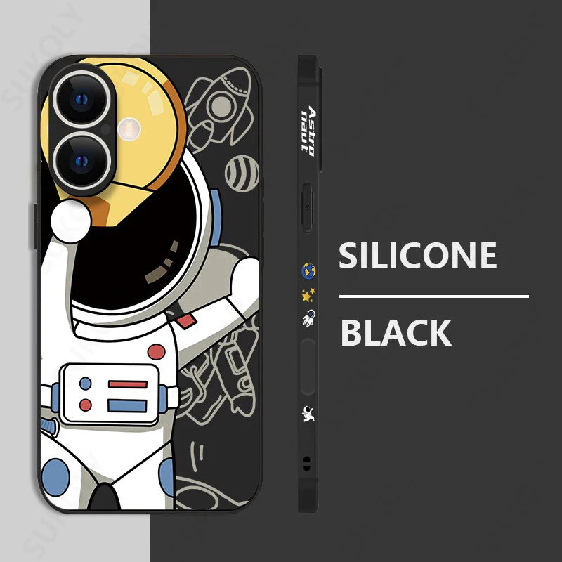 Hochwertige Astronauten-Lanyard iPhone-Hülle | MagSafe Case mit Kameraschutzabdeckung | Panzertasche mit weicher Silikon-Stoßstange als Cover für Apple iPhone 16/15/14/13/12 Pro Max Plus Mini Handyhülle