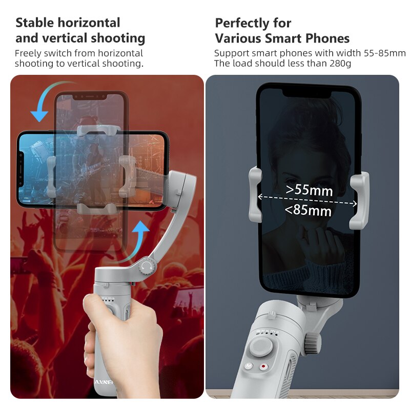 3-Achsen Faltbarer Handheld-Gimbal-Stabilisator Smartphones: Hochwertige Anti-Wackel Videoaufnahme | iPhone &