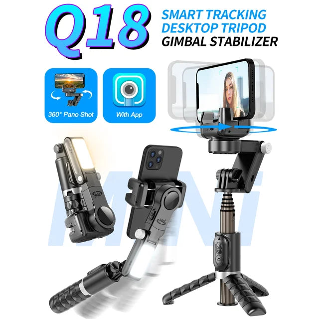 360° Dreh-Gimbal Stabilisator, Selfie Stick & Stativ: Hochwertiges Zubehör für Apple iPhone 16/15/14/13/12/11 Pro Max/Plus/Mini, Android, Samsung Smartphones, Apple iPhone, Samsung, iOS & Android | Live-Fotografie