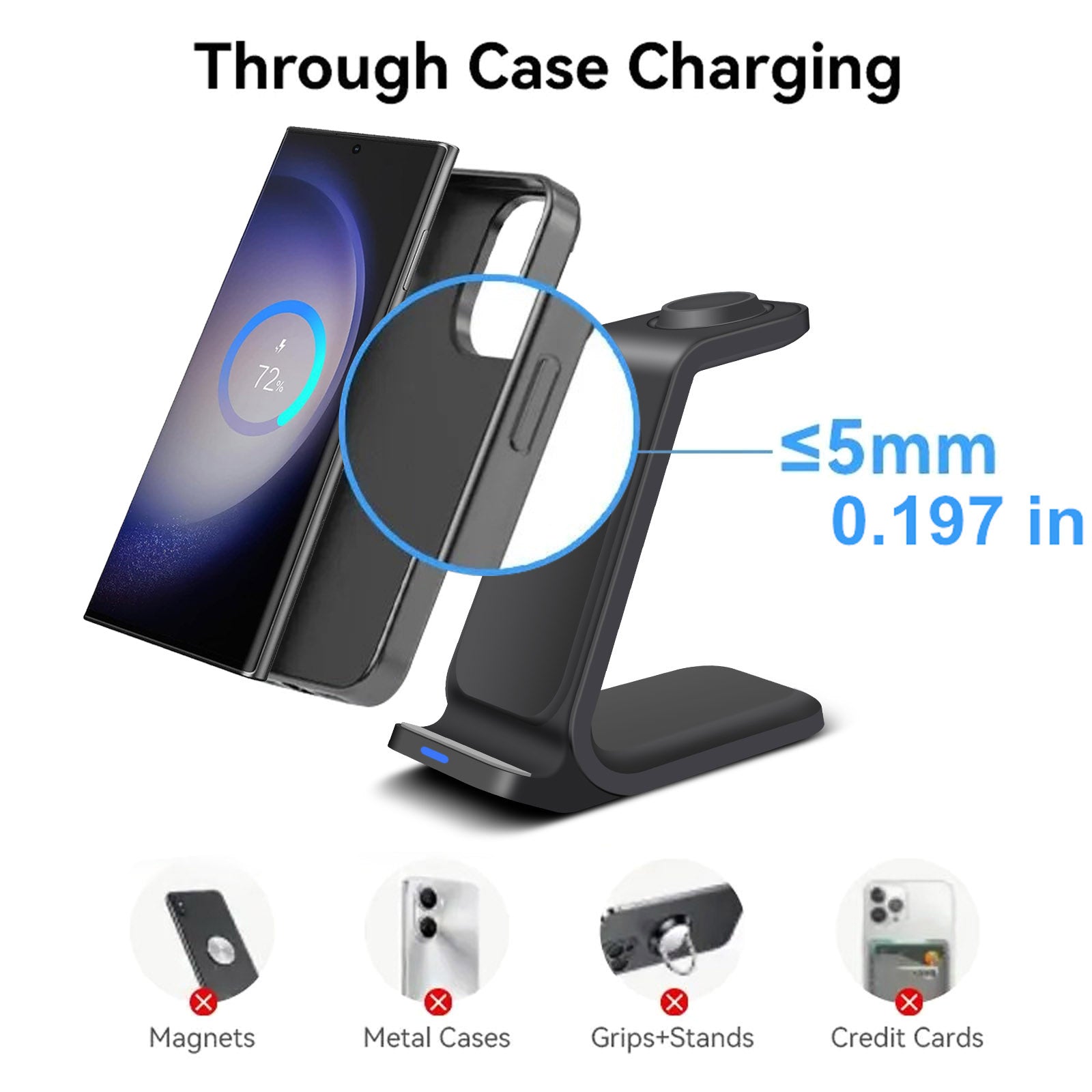 3-in-1 Kabelloser Ladestation Smartphones, Apple iPhone, Samsung, iOS & Android AirPods Ladegerät | Magnetisches Schnellladestation Docking Station 20W Wireless Charging Station