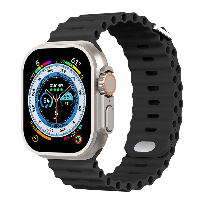 Ocean Strap Handgelenk Armband für Apple Watch | Weiches Premium Silikonarmband - Ultra 49mm bis 38mm & iWatch