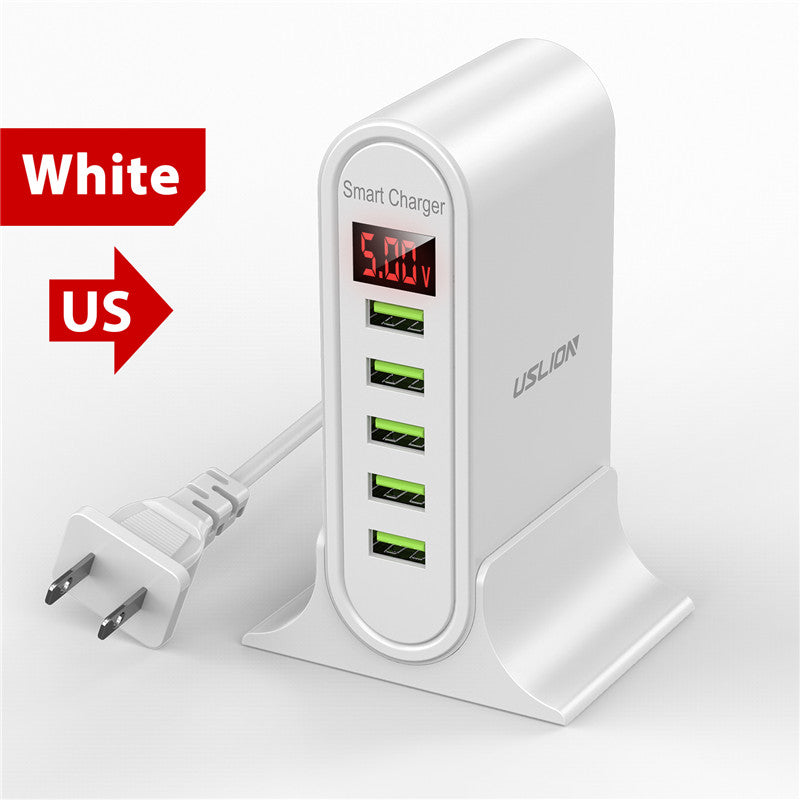 140W GaN Schnellladegerät: Premium Desktop-Ladestation | 5 USB-Anschlüsse Charging Station Dockingstation ASOMETECH | Laptop, MacBook, Smartphones, Apple iPhone, Samsung, iOS & Android