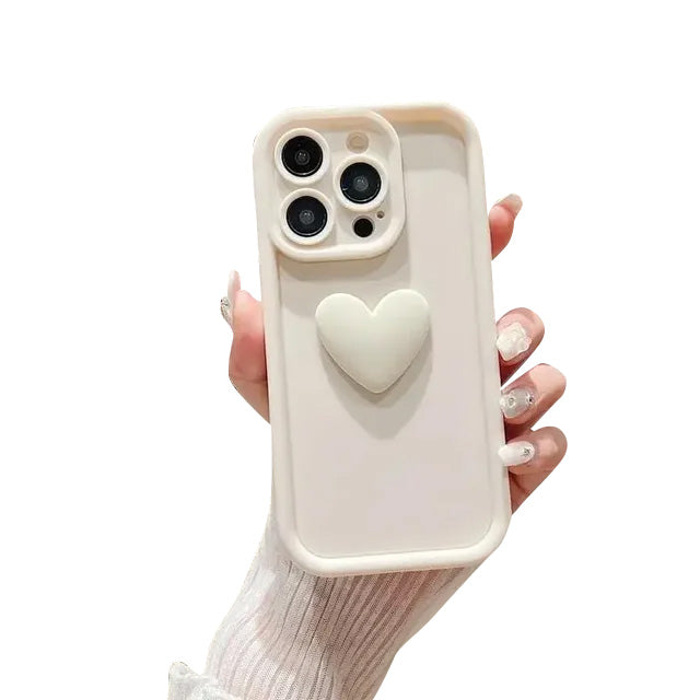 High-Quality Cute 3D Love Heart Design Silicone iPhone Case | MagSafe Case with Camera Lens Protector for Apple iPhone 16/15/14/13/12 Pro Max Plus Mini Cover | Heavy Duty, Bumper Cover Phone Case | Silicone Soft Cover Protective Case