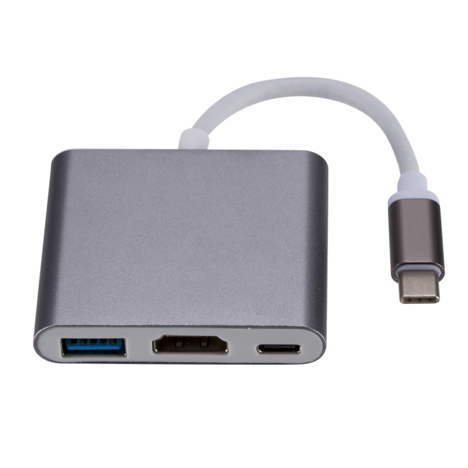 3-in-1 USB-C Hub: Typ-C zu HDMI Splitter, Hochwertige USB 3.0 Dockingstation für MacBook Air/Pro/M3/M2/M1: 16,14,13-inch | 2024/2023/2022/2020 Series - USB-C zu HDMI Hub