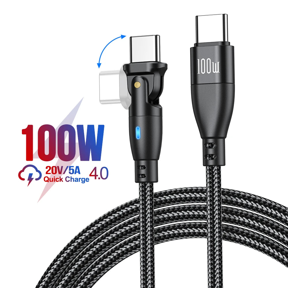 Hochbelastbares & Premium 3A Schnellladekabel Typ C für Samsung, 180 Rotation Apple iOS Kabel Micro USB Ladegerät | Datenkabel für Smartphones, Apple iPhone, Samsung, iOS & Android