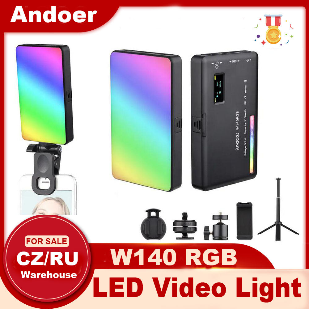 Premium RGB LED Video Licht für Profi-Video/Fotografie, Kompatibel mit Smartphones, Apple iPhone, Samsung, iOS & Android & Profi-Kameras, CRI95+, 2500-9000K, LCD Display, Kalter Schuh, Für Vlog & Live, Limitierte Auflage