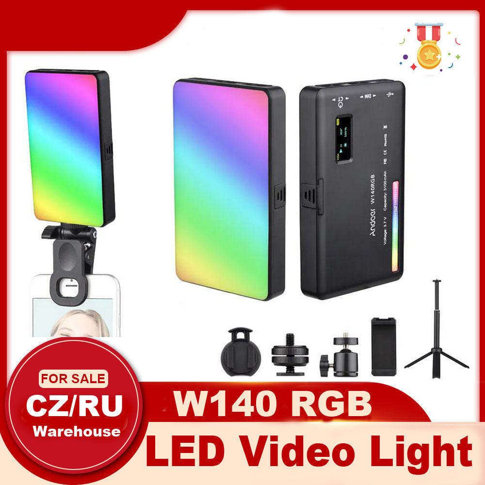 Premium RGB LED Video Licht für Profi-Video/Fotografie, Kompatibel mit Smartphones, Apple iPhone, Samsung, iOS & Android & Profi-Kameras, CRI95+, 2500-9000K, LCD Display, Kalter Schuh, Für Vlog & Live, Limitierte Auflage