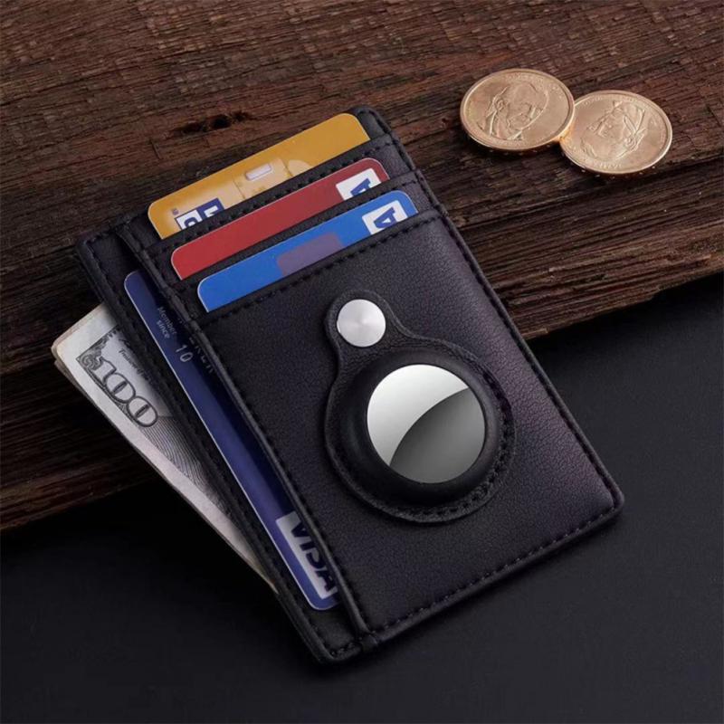 Leather Wallet Case for Apple AirTag | Multifunctional Card Holder, 1x Phone Holder, 1x E-Book with iPhone Tips, 1x 20% Discount Voucher