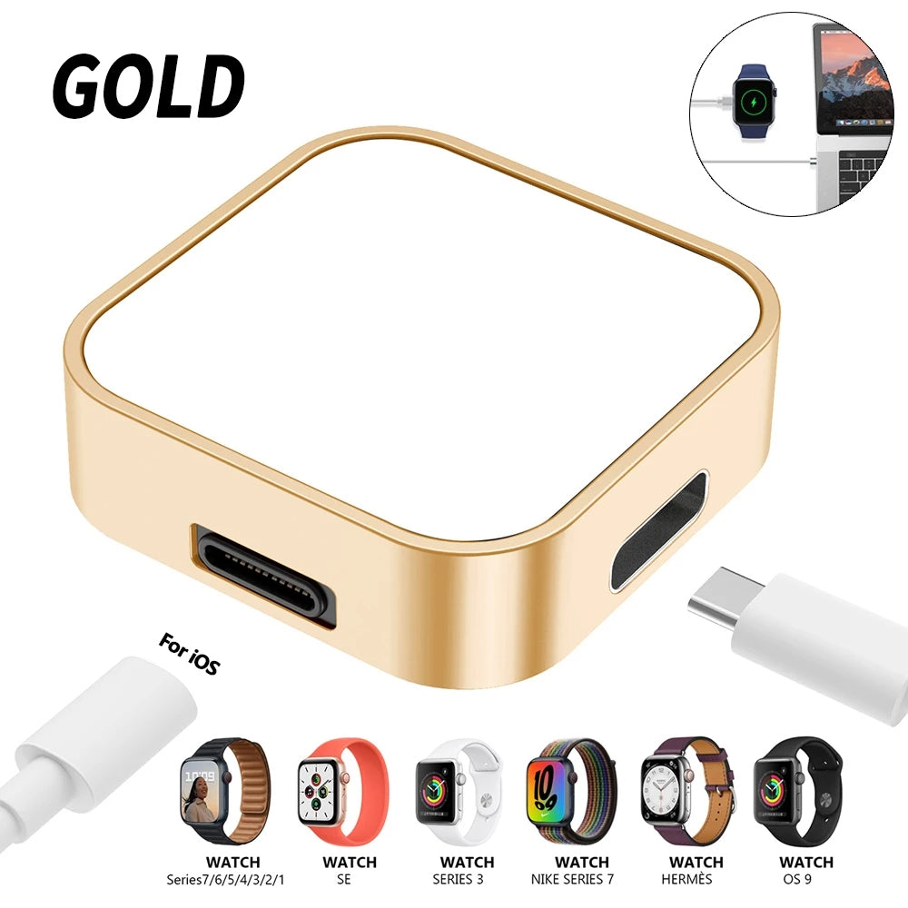 Premium 2-in-1 Ladedock Ständer 8-Pin Typ-C Drahtloses Magnetisches Ladegerät für Apple Watch Ultra | Kompatibel mit Apple Watch Series 10/9/8/7/6/5/4/3/2/1 & Ultra 2/1, SE: 2024, 2023, 2022, 2021, 2020, 2019, 2018, 2017, 2016,