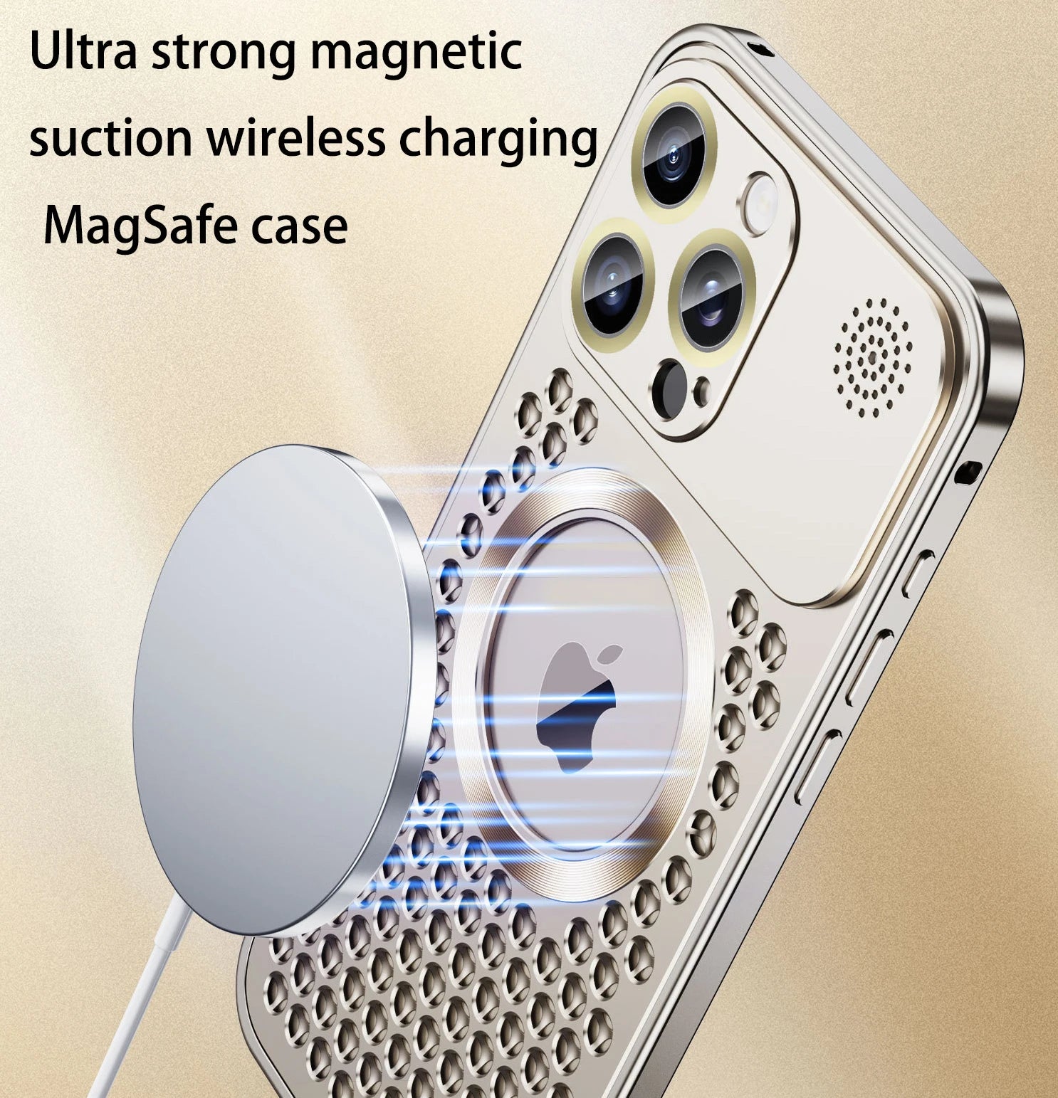 Luxus Aluminiumabdeckung iPhone Hülle mit Magnetischer Wärmeableitung | MagSafe Case mit Galvanisiertem Metallrahmen und Vergrößernder Glaslinse als Kamer für Apple iPhone 16/15/14/13/12 Pro Max, Plus Mini Cover | Panzertasche, Hochwertige Handyhülle