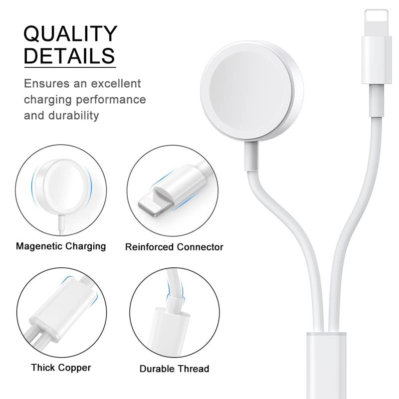 Hochwertiges Kabel für Apple iWatch Wireless Charger Watch 10/9/8/7/6/5/4/3/2/1 & Ultra 2/1, SE: 2024, 2023, 2022, 2021, 2020, 2019, 2018, 2017, 2016 Laden | Prämie USB Lightning Ladekabel