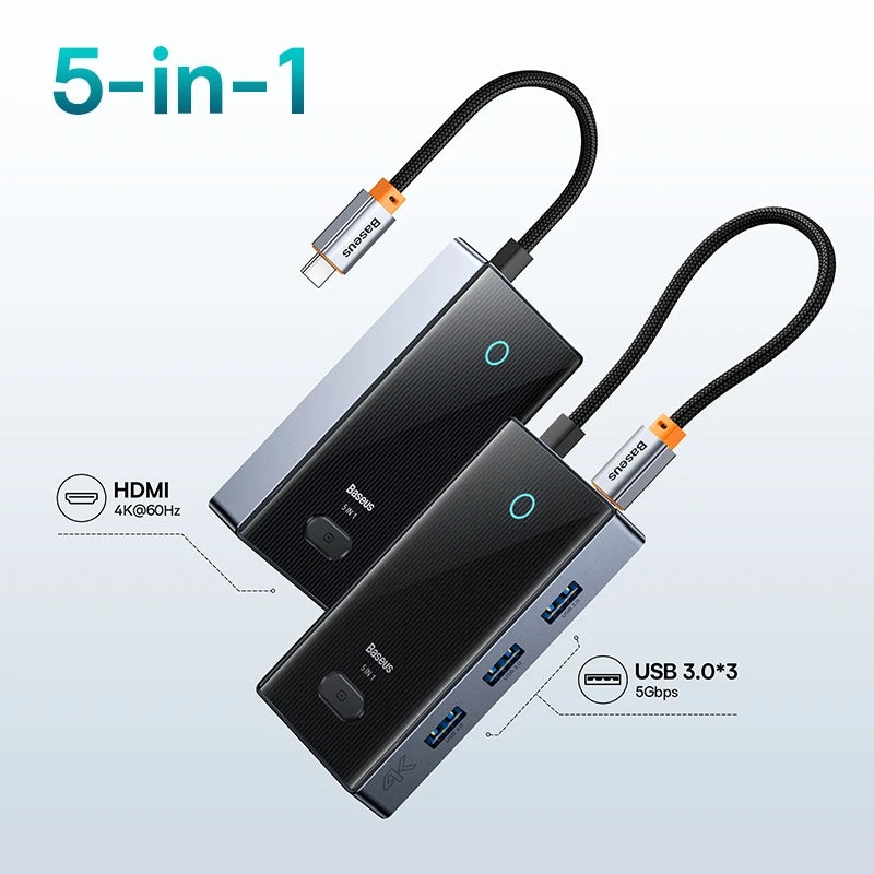 Premium USB C Hub 10Gbps: Type-C to HDMI, USB Adapter, Ethernet Port, Docking Station for Macbook Air/Pro/M3/M2/M1: 16,14,13-inch | 2024/2023/2022/2020 Series  Air, USB Splitter – Compatible and Powerful