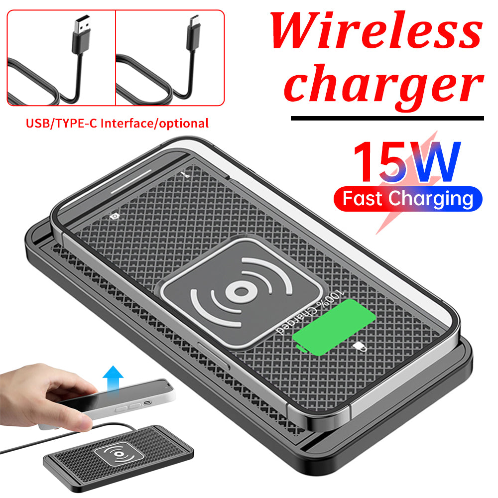 Premium 30W Kabelloses Auto Ladegerät - Silikon Anti-Rutsch-Pad Cradle Dock für Smartphones, Apple iPhone, Samsung, iOS & Android | Schnelle Auto Kabellose Ladestation