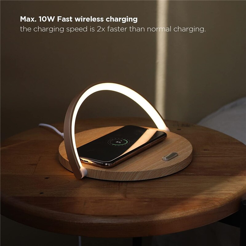 Wireless Fast Charging Dockingstation Ladegerät Pad Ständer Schreibtisch Tisch lampe Touch Nachtlicht 10w für iPhone Samsung