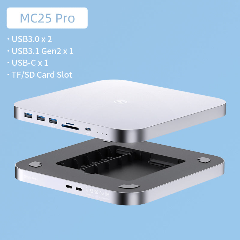 Premium USB-C Hub mit Festplattengehäuse, Hochwertiges Typ-C Docking Station, 2,5" SATA, NVMe M.2 SSD Case, 4K DP, USB 3.0 für Macbook Air/Pro/M3/M2/M1: 16,14,13-inch | 2024/2023/2022/2020 Series