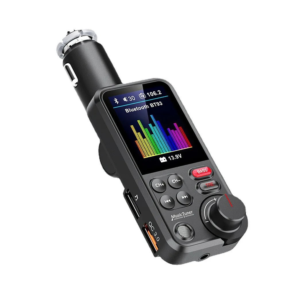 Premium Auto-USB Handy Ladegerät & Bluetooth-FM-Transmitter | Unterstützt QC 3.0-Ladung, Klangregelung, Musikspieler für Treble und Bass Smartphones, Apple iPhone, Samsung, iOS & Android